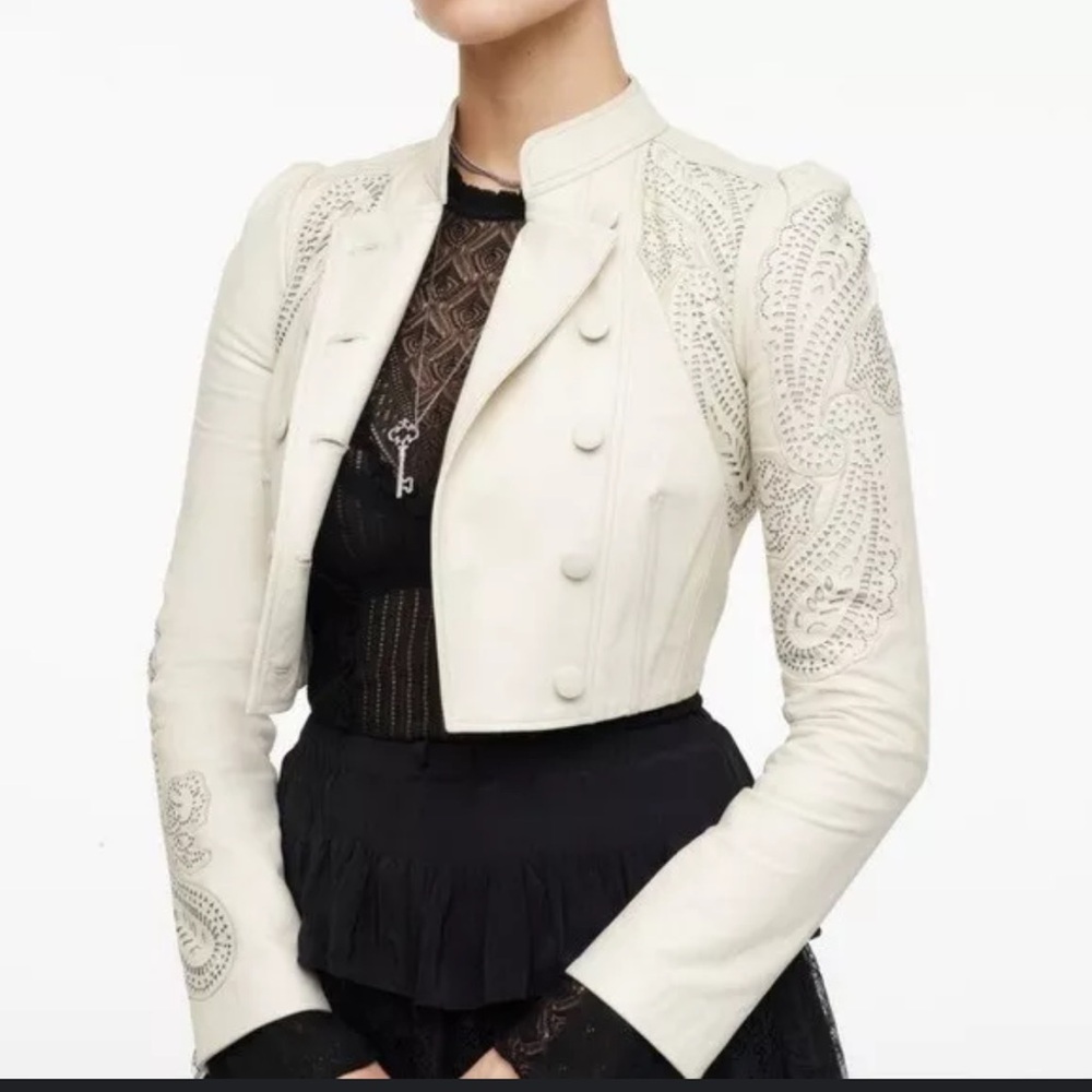 Zara Women's Cream Embroidered Jacket - limited edition - NWT - Size S